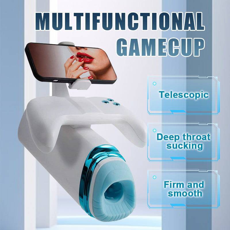 rosvibe - Game Cup Pro Heating Thrusting Vibrating Penis Stroker With Handles And Phone Holder - rosvibe