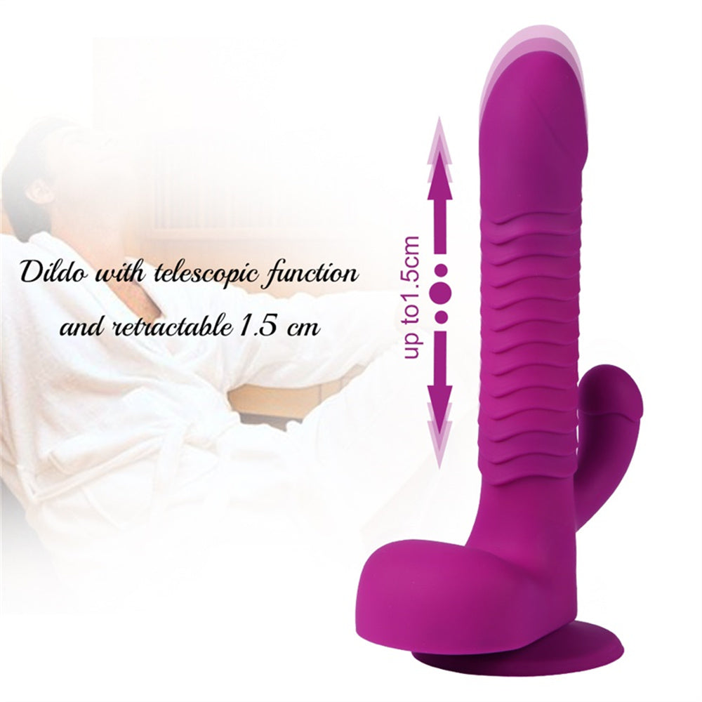 rosvibe - 360 Degree Rotating Telescopic Dildo Vibrator With Suction Cup Wireless Remote Control - rosvibe