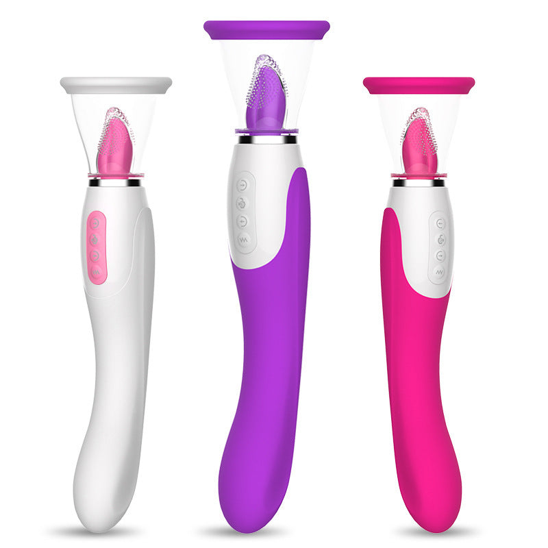 rosvibe - Hard Rock Vibrating Rod Female Masturbator Vibrating Av Bead Rotating Rod Automatic Heating Sucking Tongue Licker Pluggable Device - rosvibe