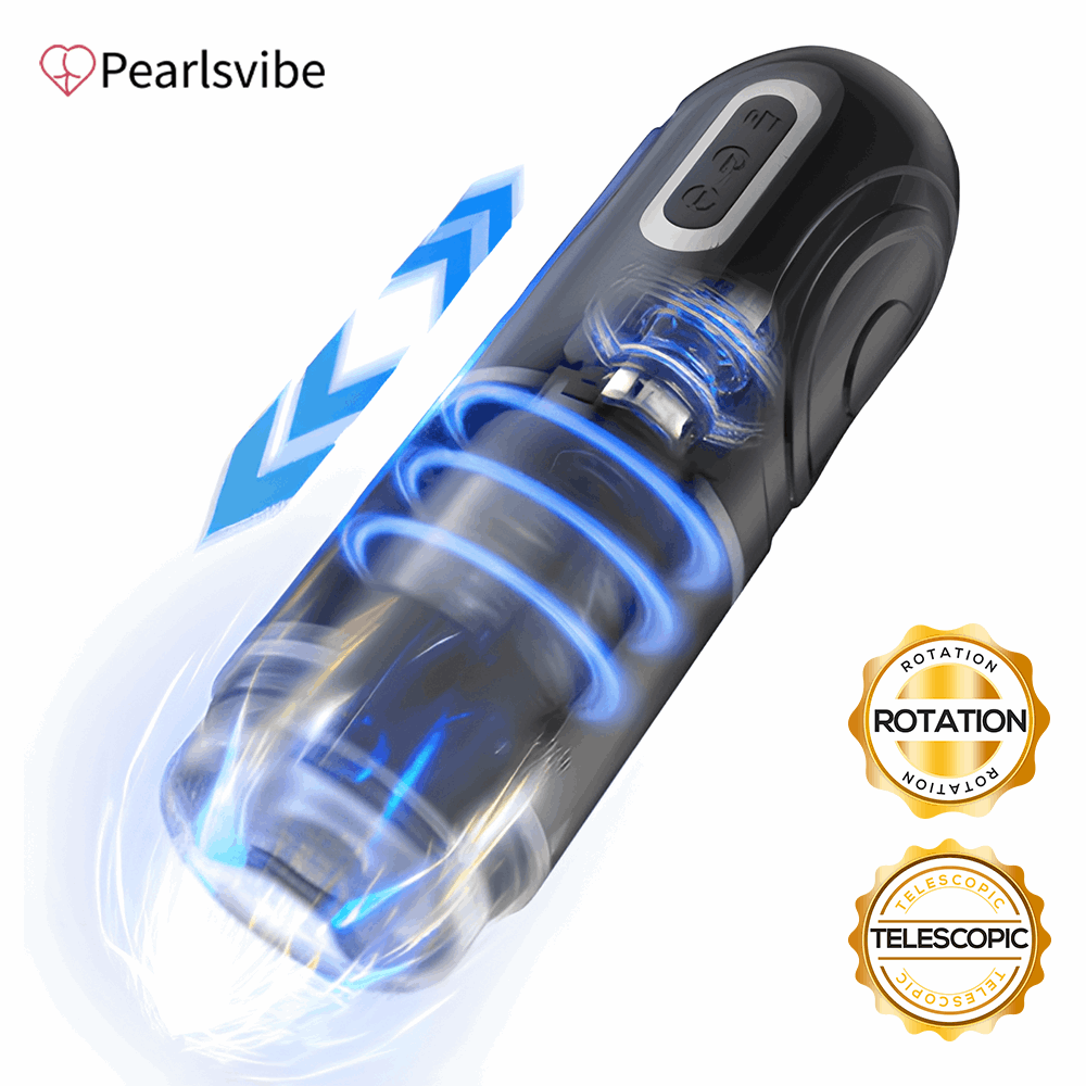 rosvibe  - PowerKing Ultra-Technical Hands-free 7 Telescopic Rotation Modes Male Masturbator Cup - rosvibe