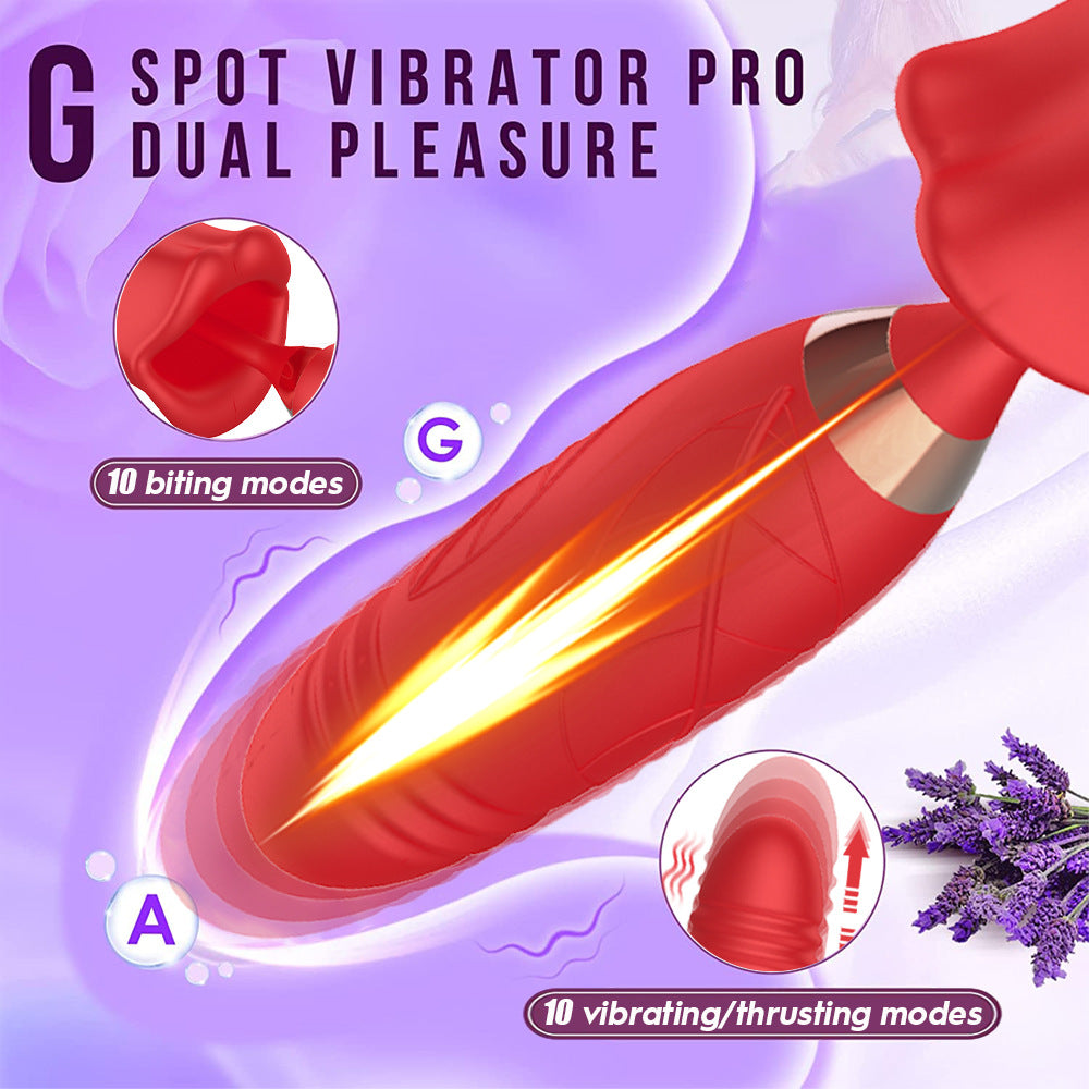 rosvibe - Rose Muncher Lip Tongue Suction Vibrator With Thrusting Dildo Vibrator - rosvibe