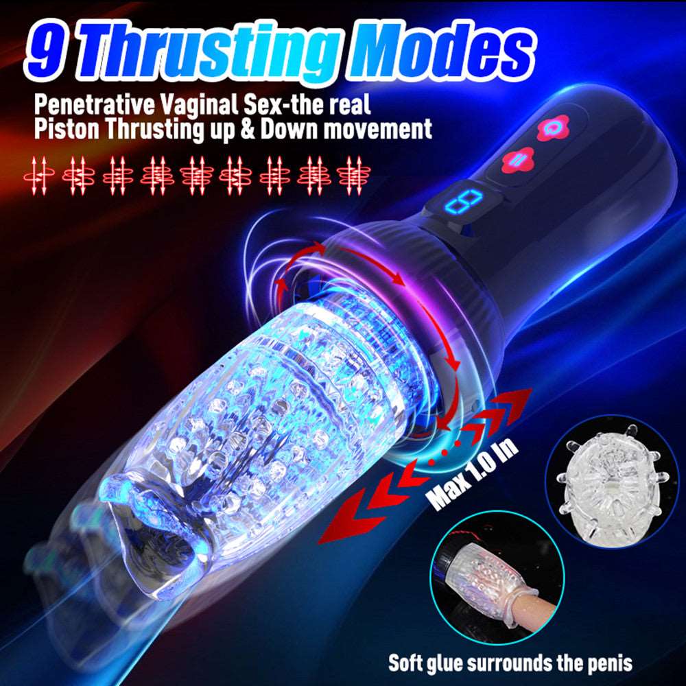 rosvibe - 4.0 Version Torch 9 *9 Thrusting Rotating Penis Stroker Male Rose Toy