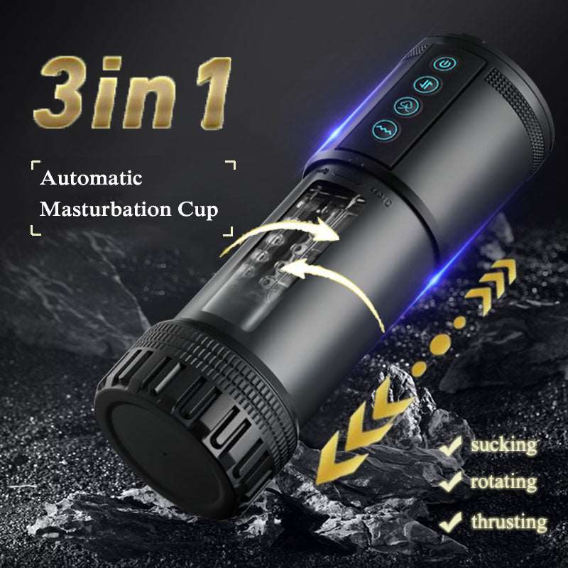 rosvibe - Black Panda Adams 5 Sucking 5 Telescoping 10 Vibrating Oral Sex Masturbation Cup - rosvibe