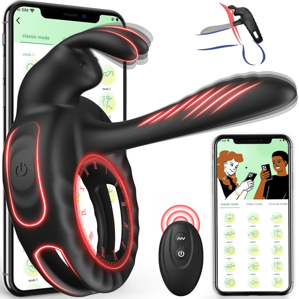 rosvibe - Bunny Ring III Vibrating Cock Ring Penis Ring with APP, Couples Sex Toys Vibrators - rosvibe