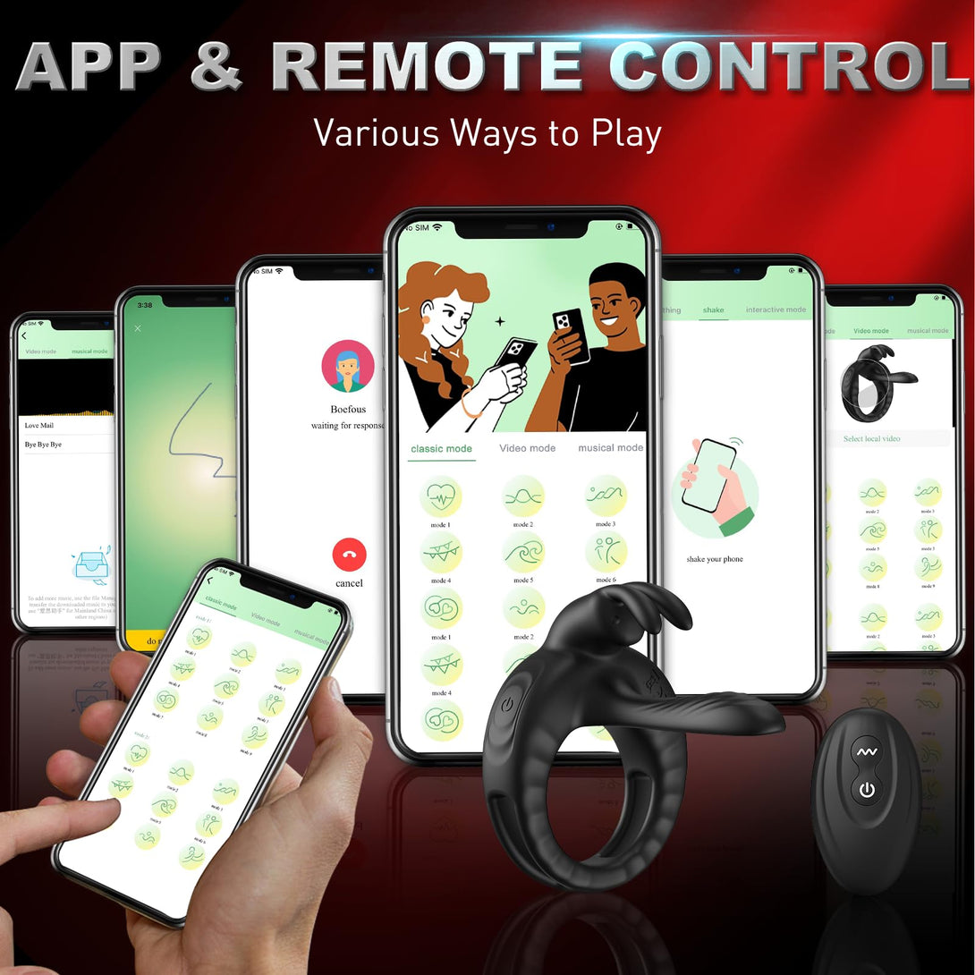 rosvibe - Bunny Ring III Vibrating Cock Ring Penis Ring with APP, Couples Sex Toys Vibrators - rosvibe