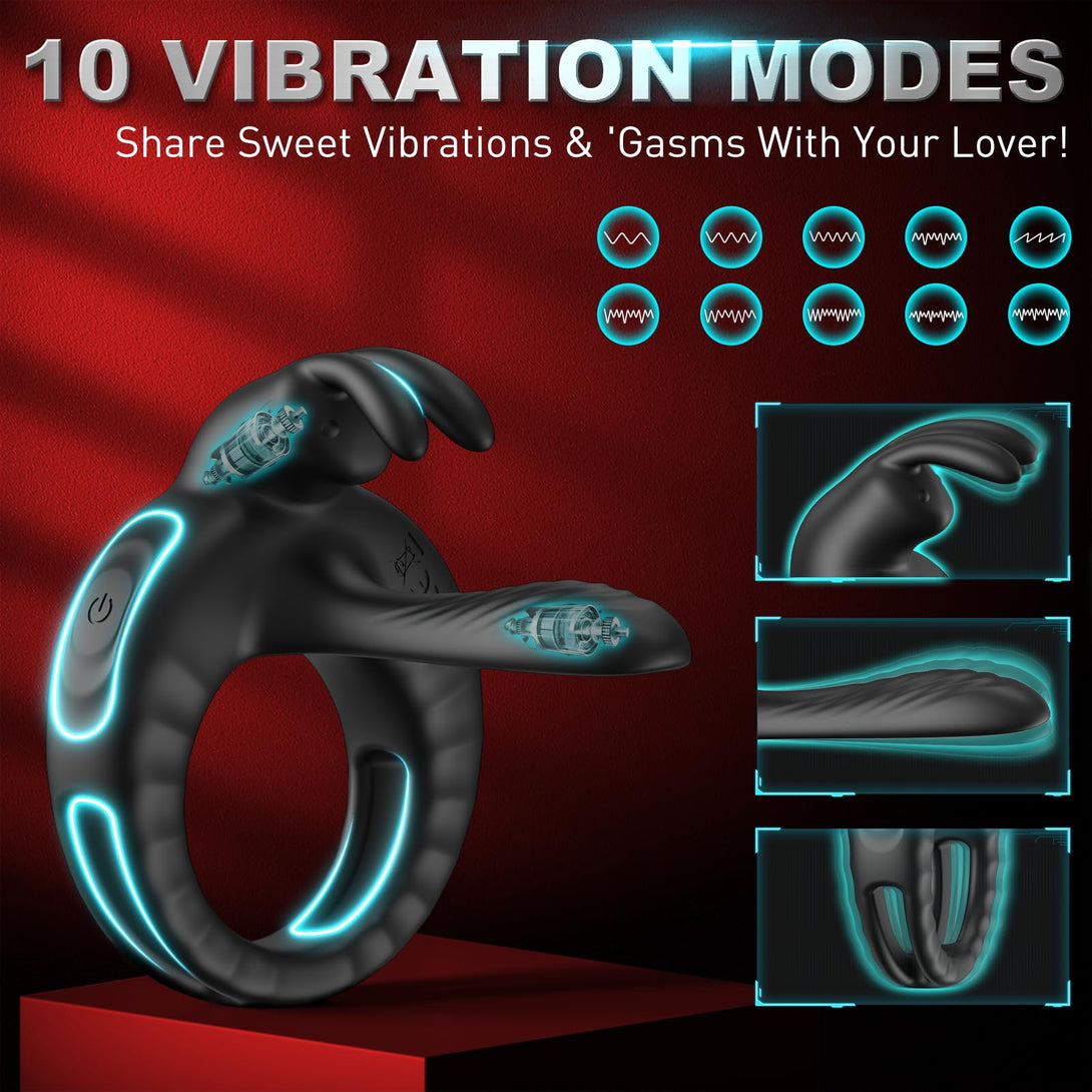 rosvibe - Bunny Ring III Vibrating Cock Ring Penis Ring with APP, Couples Sex Toys Vibrators - rosvibe