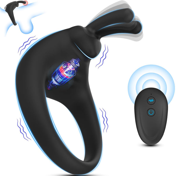 rosvibe - Rabbit Vibrating Cock Ring Adult Sex Toys with Clitoral Vibrator - rosvibe