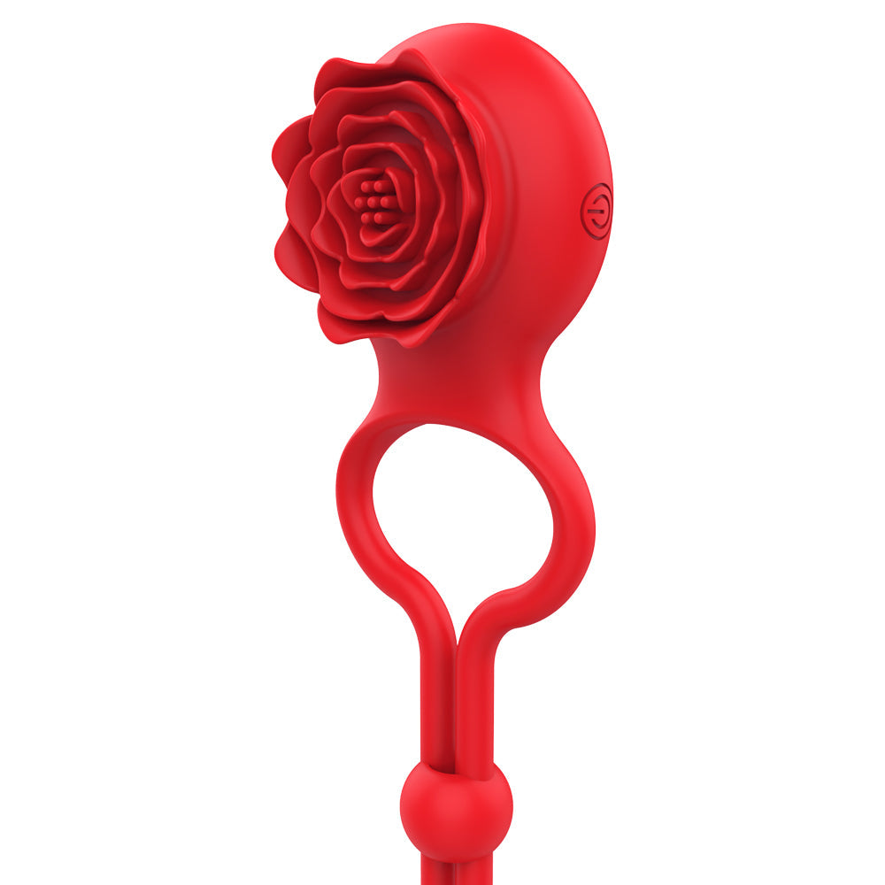 rosvibe - Rose Ring Locking Vibrating Penis Ring Couple Toy - rosvibe