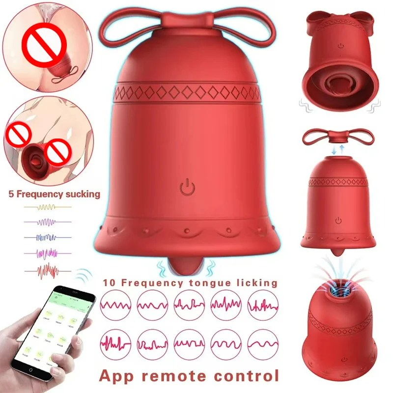 rosvibe - Christmas Tongue Licking Sucking Vibrator APP Controlled Clitoral Stimulator for Women - rosvibe