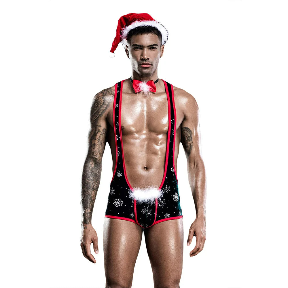 rosvibe - Christmas Men's Sexy Lingerie One-piece Christmas Costume For Male - rosvibe