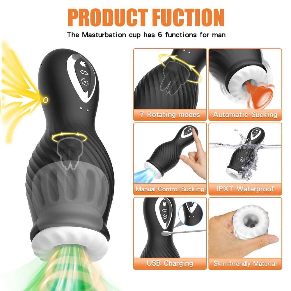 rosvibe - Dragon Suction Rotating Trainer Male Masturbators Oral Vaginal Penis Vibrator