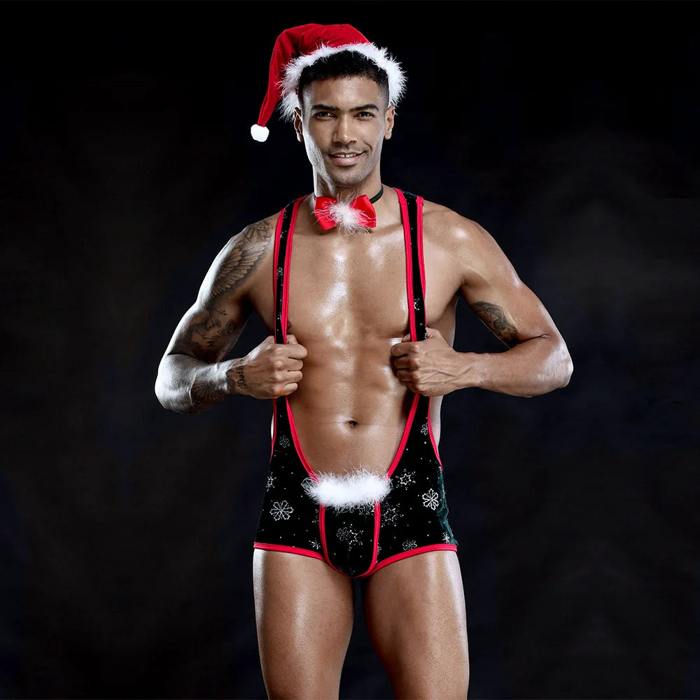 rosvibe - Christmas Men's Sexy Lingerie One-piece Christmas Costume For Male - rosvibe