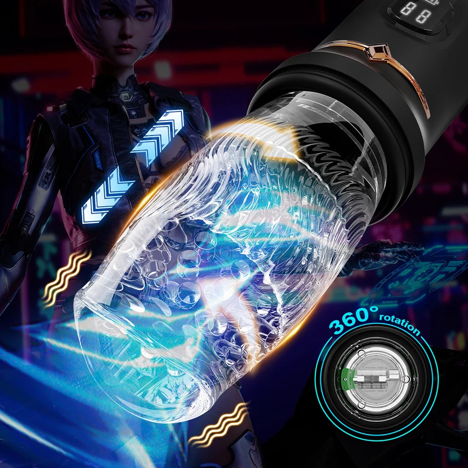 rosvibe - Gawk Gawk 9000 LED Automatic Electric Piston Rotating Sucker Male Blowjob Masturbator - rosvibe