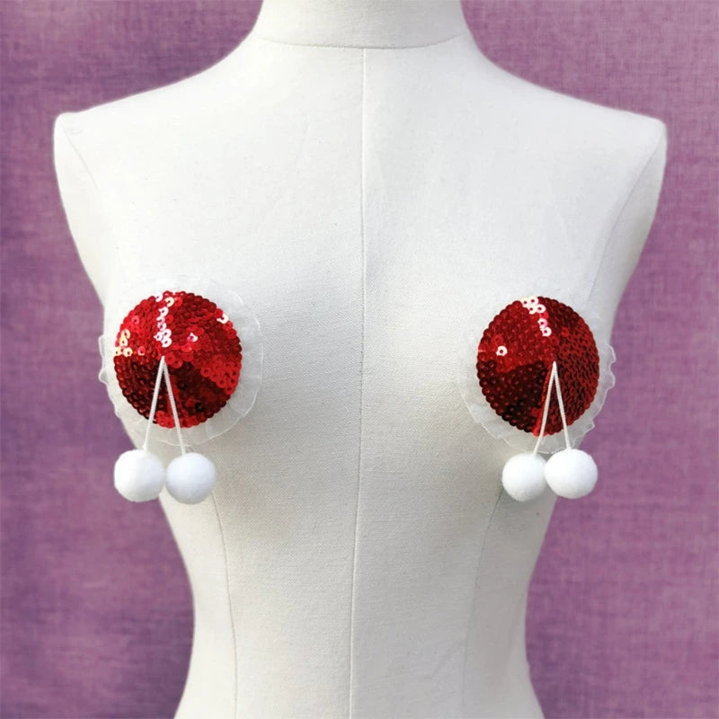 rosvibe - Christmas Small Sequins Sexy Female Nipple Stickers - rosvibe