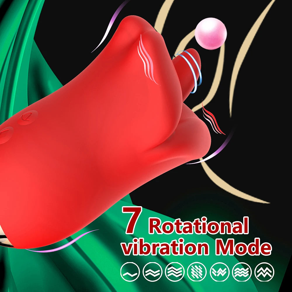 rosvibe - Female Clit Oral Licking Tongue Vibrator Rotating Nipples Stimulator - rosvibe