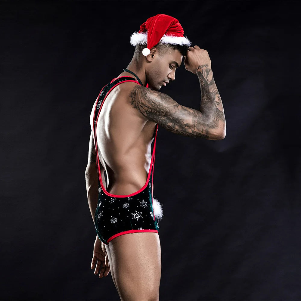 rosvibe - Christmas Men's Sexy Lingerie One-piece Christmas Costume For Male - rosvibe