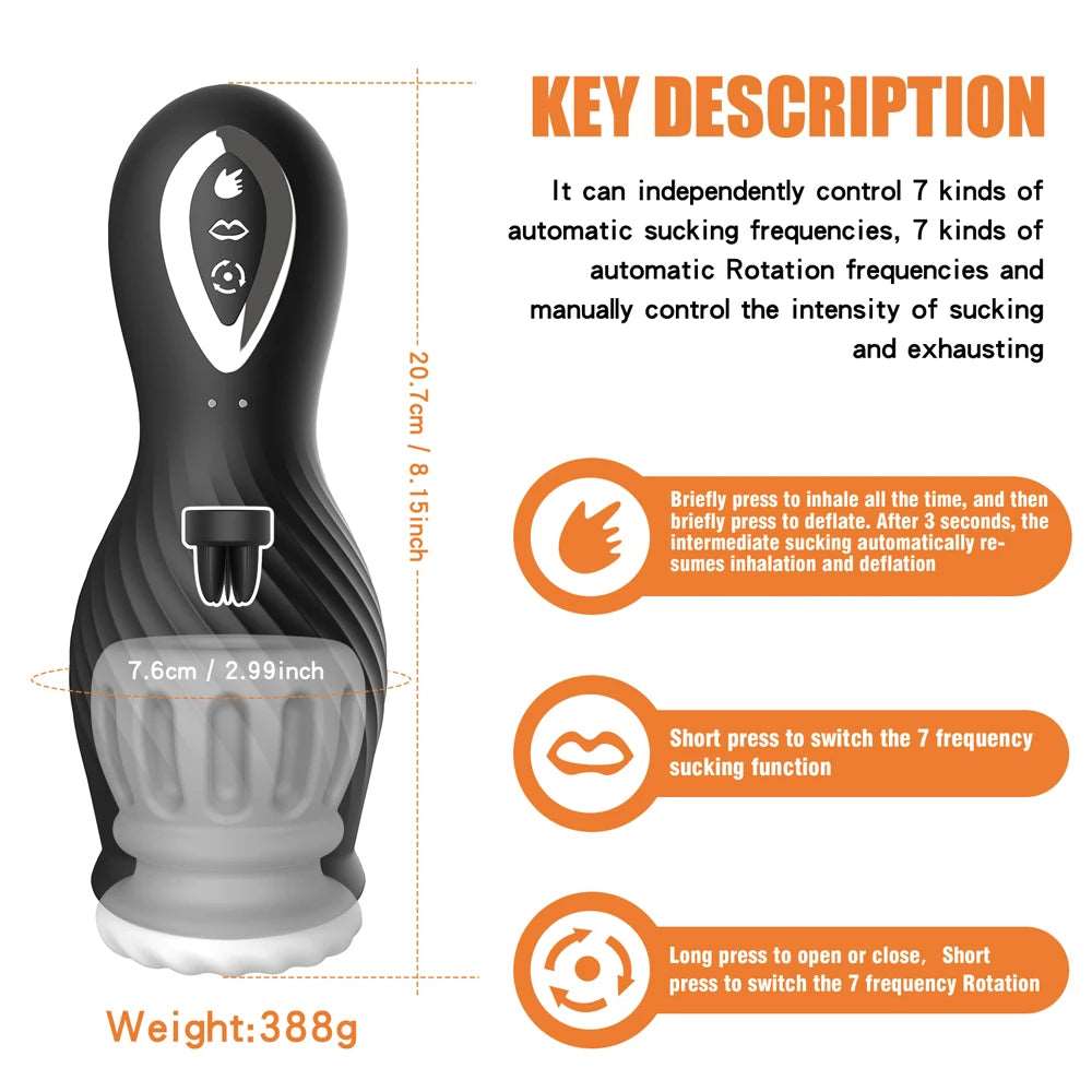 rosvibe - Dragon Suction Rotating Trainer Male Masturbators Oral Vaginal Penis Vibrator