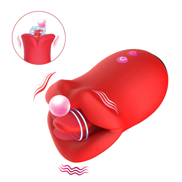 rosvibe - Female Clit Oral Licking Tongue Vibrator Rotating Nipples Stimulator - rosvibe