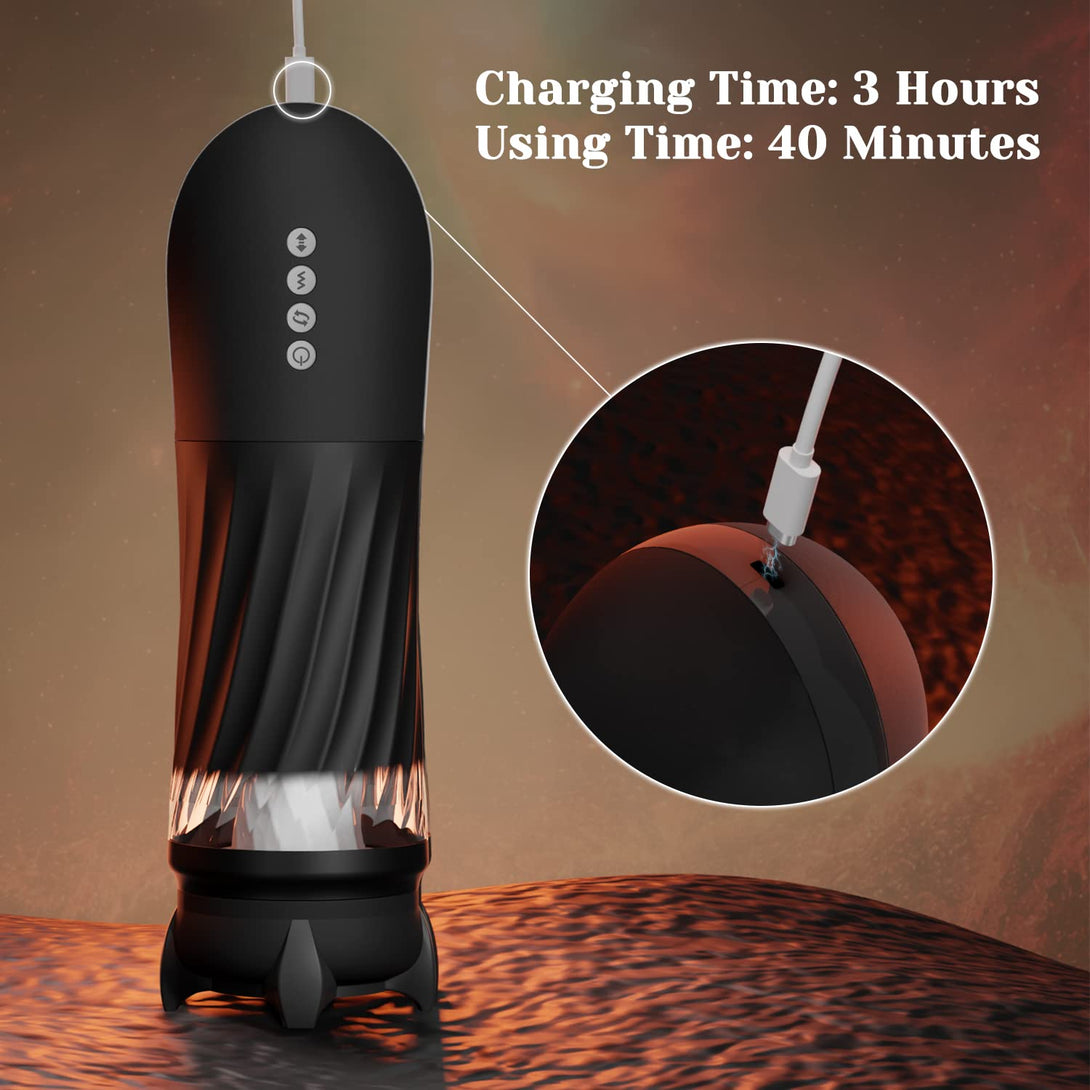 rosvibe - Rocket 3d Realistic Textured Electric Stroker With 5 Thrusting Rotating Modes - rosvibe