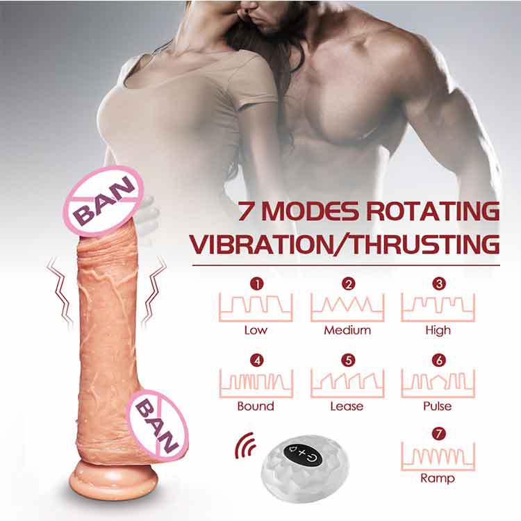 rosvibe - Waterproof 7 Frequency Retractable Swing Dildo - rosvibe