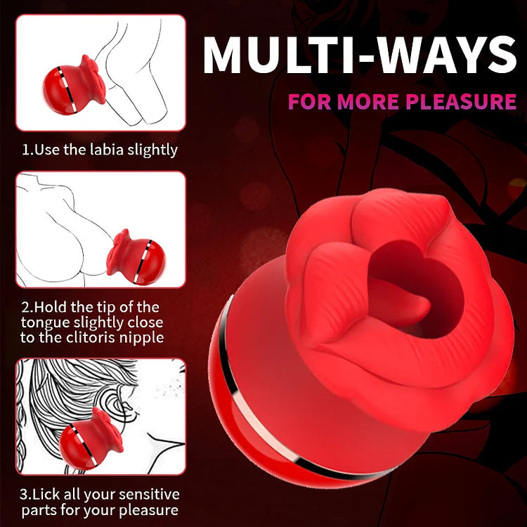 rosvibe - Rose Lip Suction Tongue Licking Massager Clitoral Stimulator - rosvibe