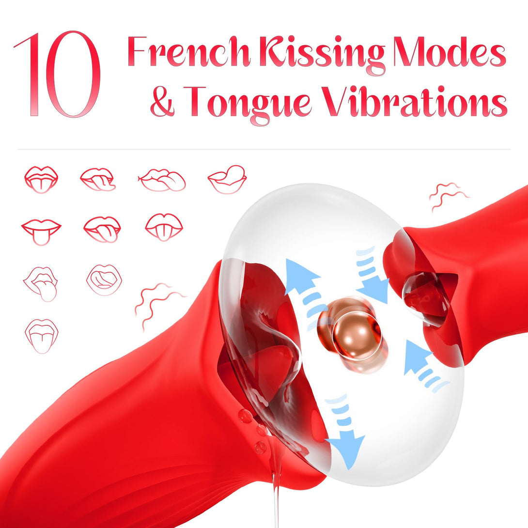 rosvibe - Rose Muncher Lip Tongue Suction Vibrator With Patting Dildo Vibrator - rosvibe