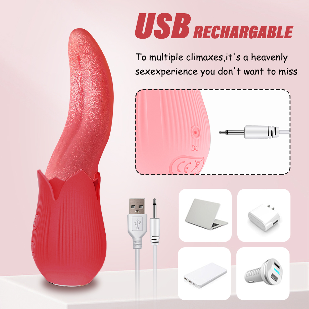 rosvibe - Upgraded Rose - 20 Frequency Tongue Licking Vibrator - rosvibe