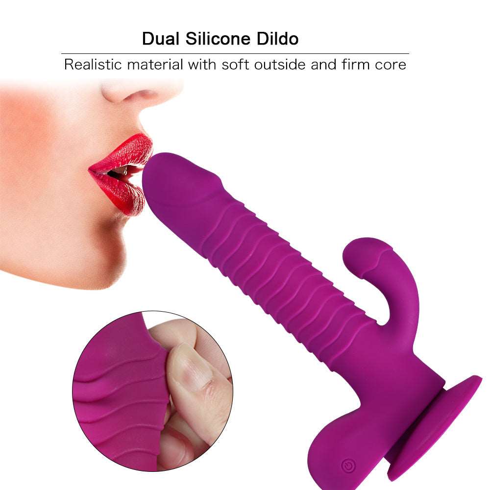 rosvibe - 360 Degree Rotating Telescopic Dildo Vibrator With Suction Cup Wireless Remote Control