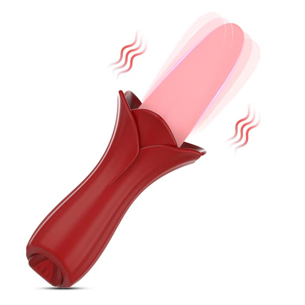 rosvibe - Rose Tongue Vibrating Stick Vaginal Licking Clitoris Stimulator - rosvibe