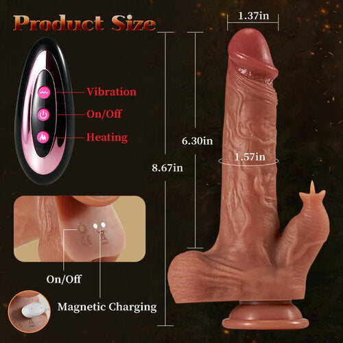 rosvibe - Reed 9 Vibrating Tongue Licking 3 Thrusting & Swing Heating 8.67 Inch Realistic Dildo - rosvibe