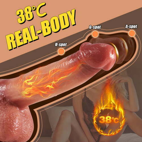 rosvibe - 9 Vibrating 3 Thrusting & Swing Intelligent Heating Realistic Dildo Vibrator 6.3 Inch - rosvibe