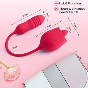 rosvibe - Rose Female Tongue Licking Egg Jumping Telescopic Masturbation Device Double-headed Vibrating Sex Toy - rosvibe