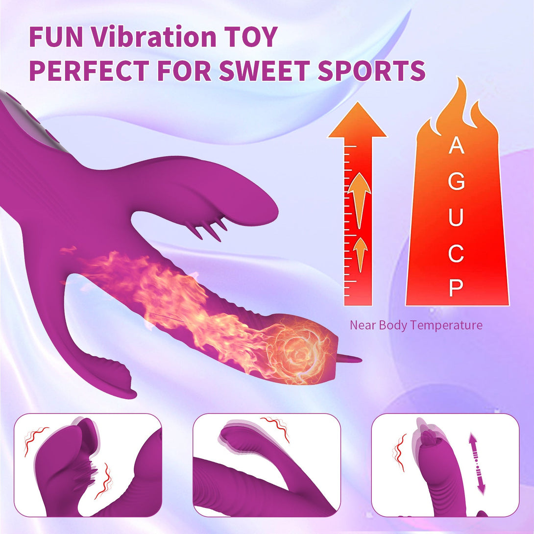 rosvibe -Trident 4-in-1 Heating Telescopic Swinging Tongue-licking Vibrator - rosvibe