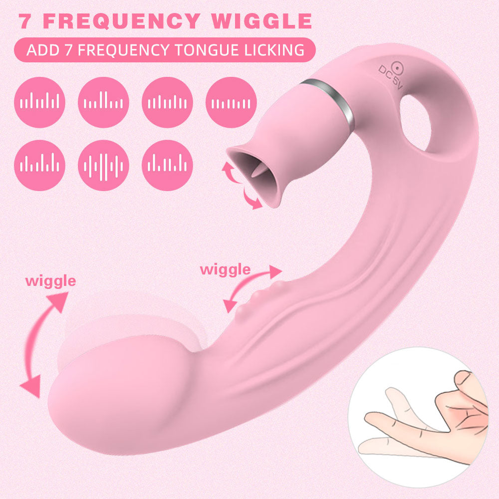 rosvibe - Tongue Licking G Spot Stimulating Dildo Vibrator - rosvibe