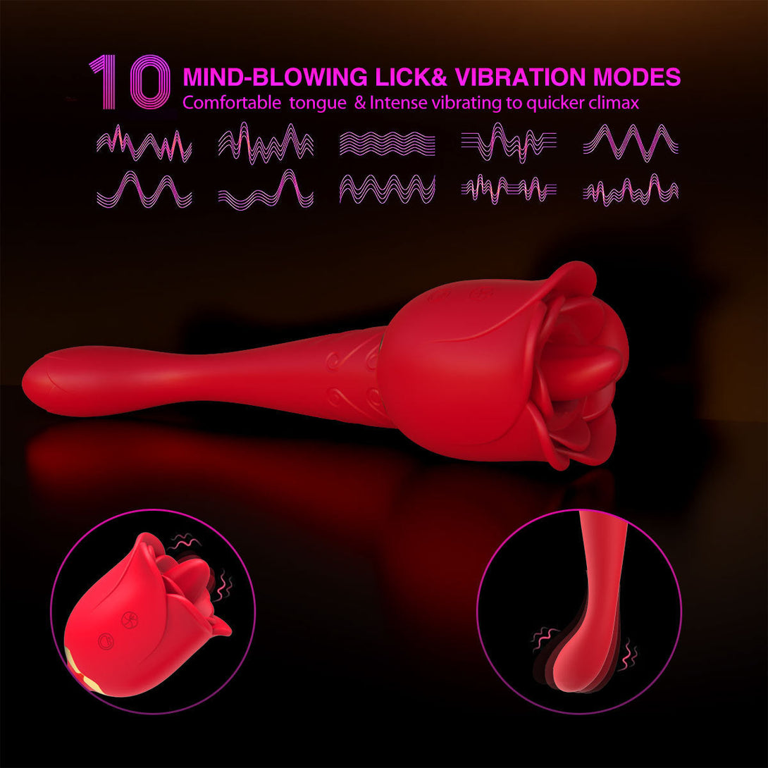 rosvibe - Rose Honey Tongue Licking Vibration G Point Massage Stick Nipple Masturbation Device - rosvibe