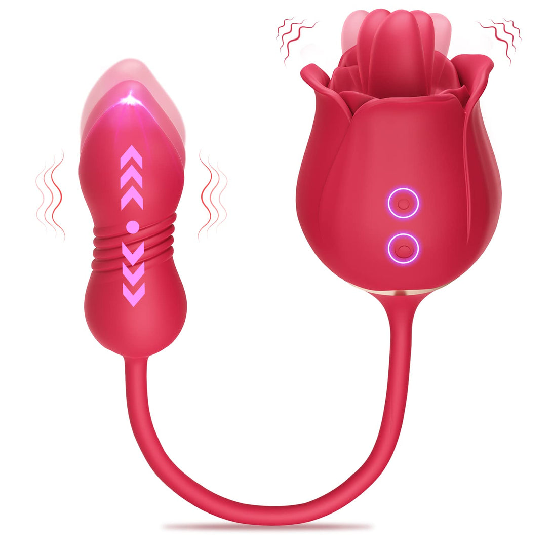 rosvibe - Rose Toy Vibrator Female Telescopic Egg Jumping  Tongue Licker Sex Toys - rosvibe