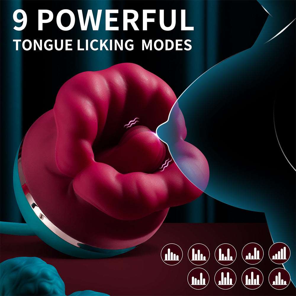 rosvibe - Big Mouth Vibrator 3 In1 Tongue Licking Suction G Spot Vibrator With Vibrating Dildo