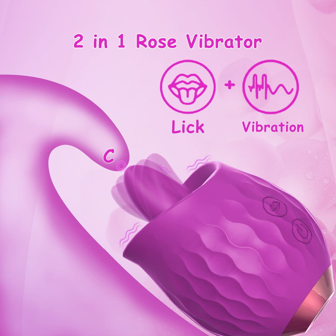 rosvibe -Rose Toy Vibrator For Wome Clitoral Tongue Licking Vibrator - rosvibe