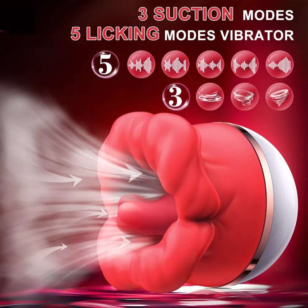 rosvibe - Big-Mouth Tongue Sucking Female Masturbator Massager Rechargeable Vibrator - rosvibe