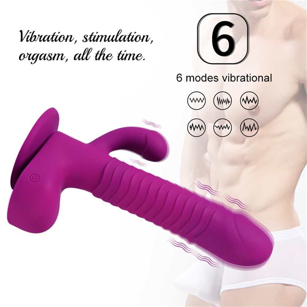 rosvibe - 360 Degree Rotating Telescopic Dildo Vibrator With Suction Cup Wireless Remote Control - rosvibe