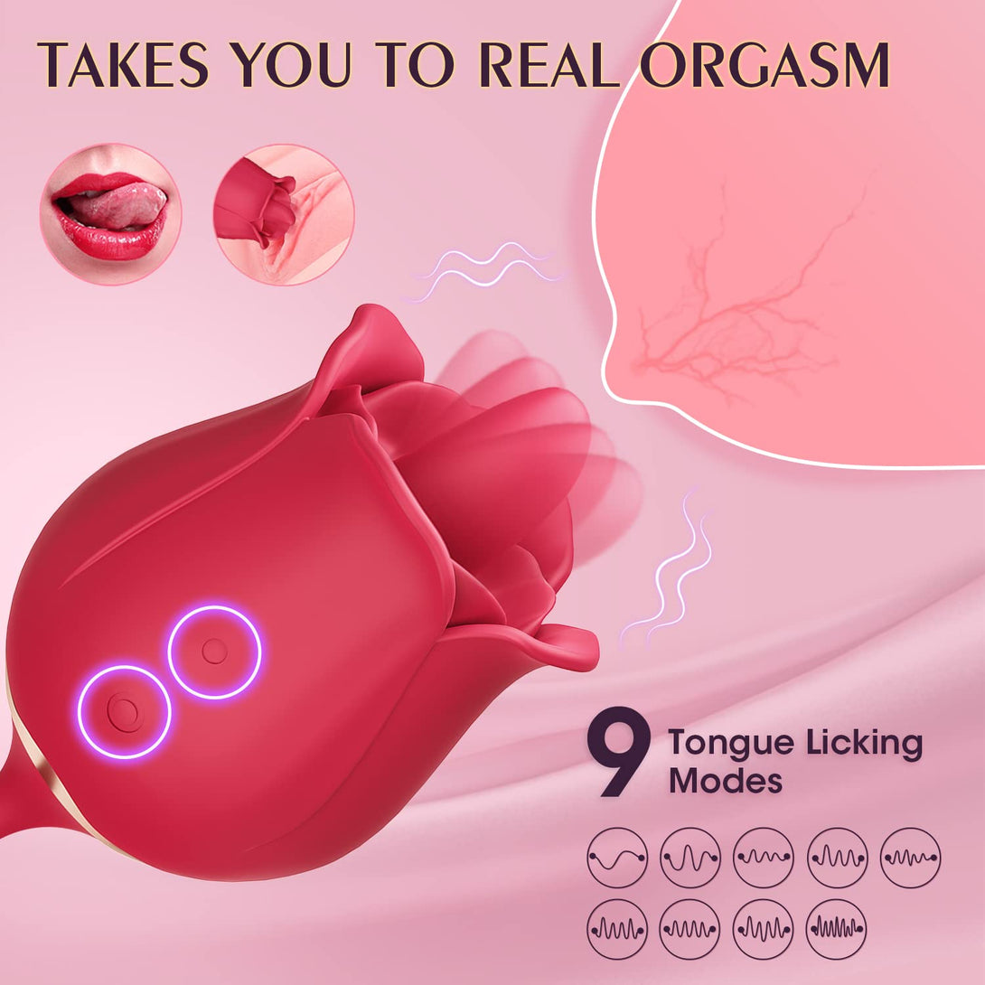 rosvibe - Rose Toy Vibrator Female Telescopic Egg Jumping  Tongue Licker Sex Toys - rosvibe