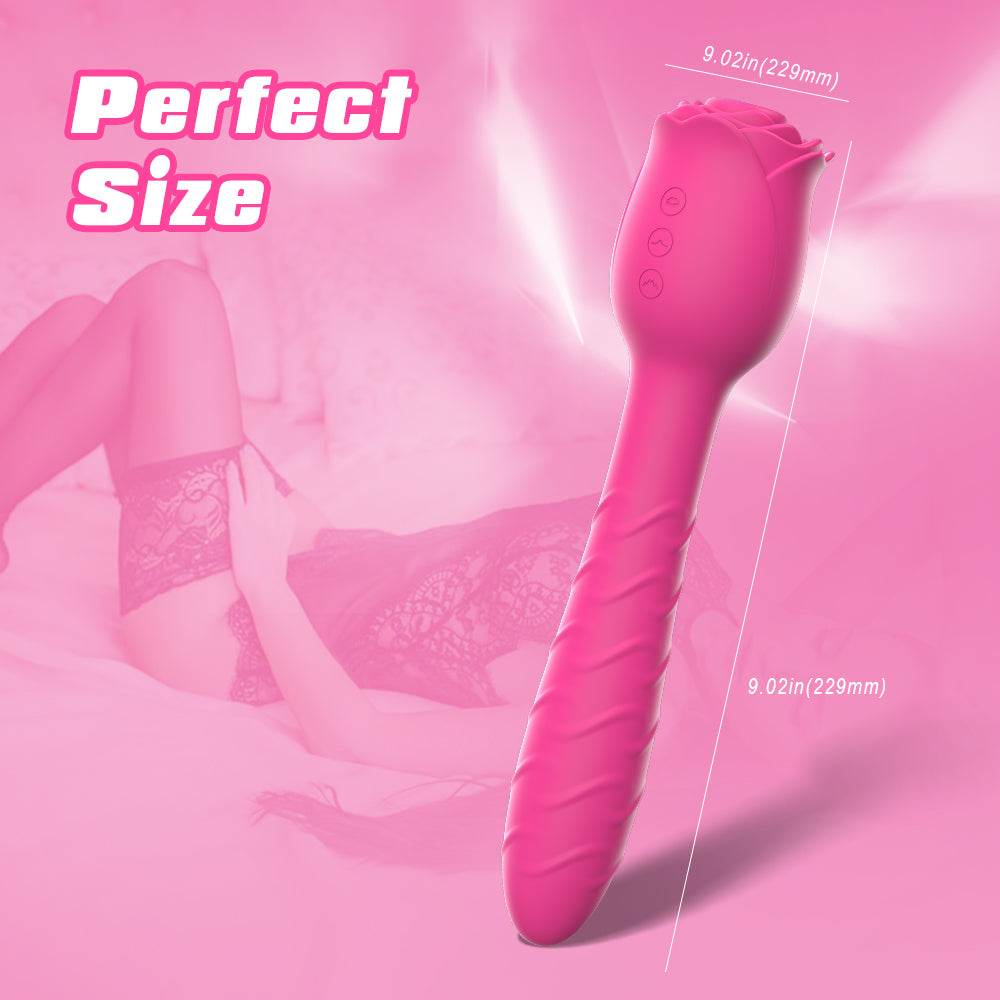 rosvibe - D3621 Scarlet 3-in-1 Telescopic Sucking And Shocking Handle Rose Vibrator - rosvibe