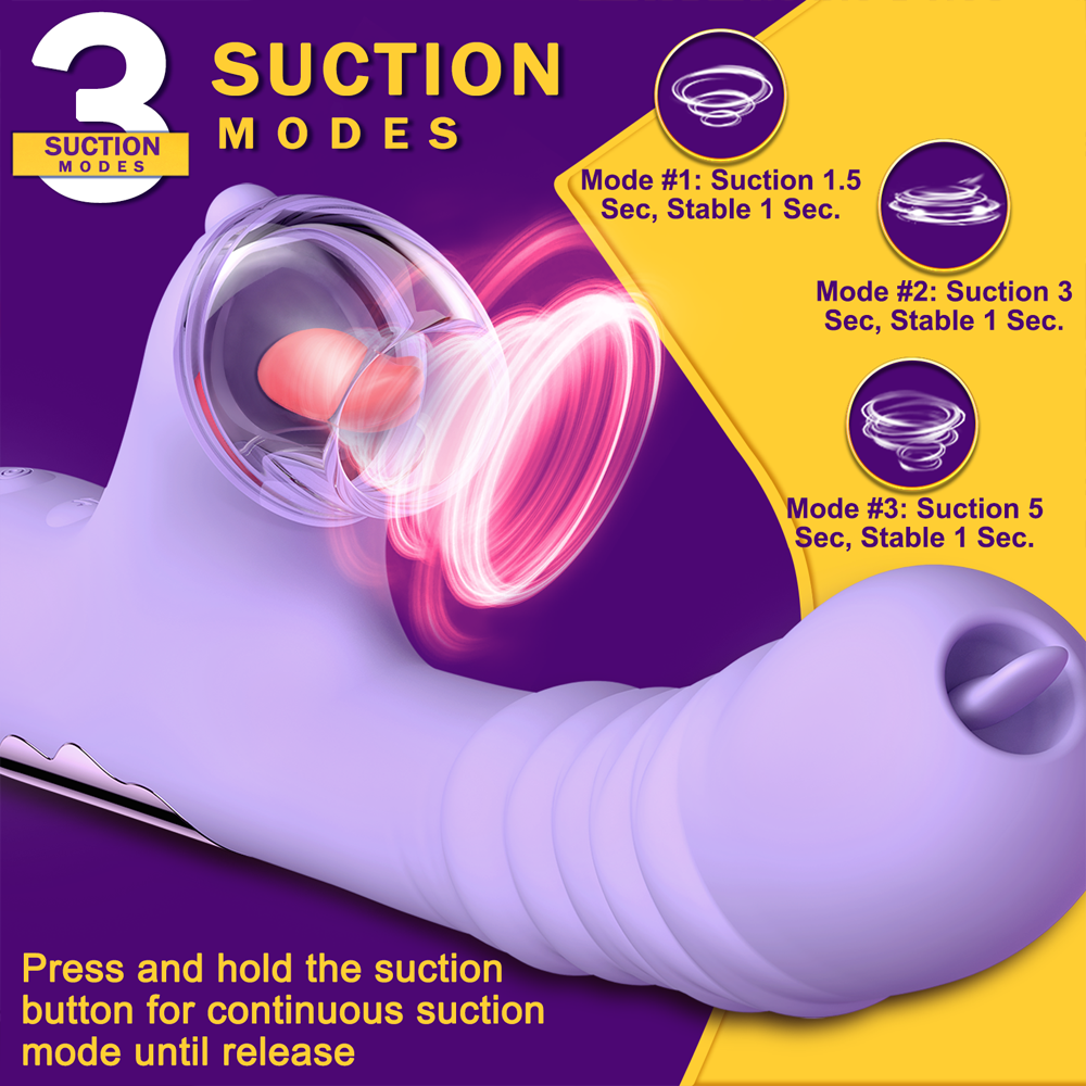 rosvibe - Small Dinosaur Vibrator - Multi-frequency Telescopic Tongue Sucking Clit Stimulation Vibrator - rosvibe