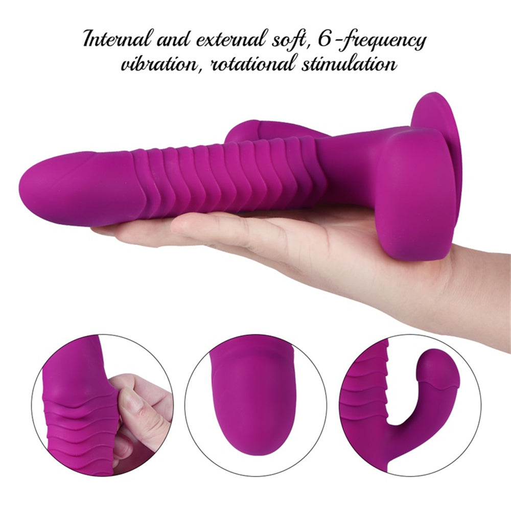 rosvibe - 360 Degree Rotating Telescopic Dildo Vibrator With Suction Cup Wireless Remote Control - rosvibe