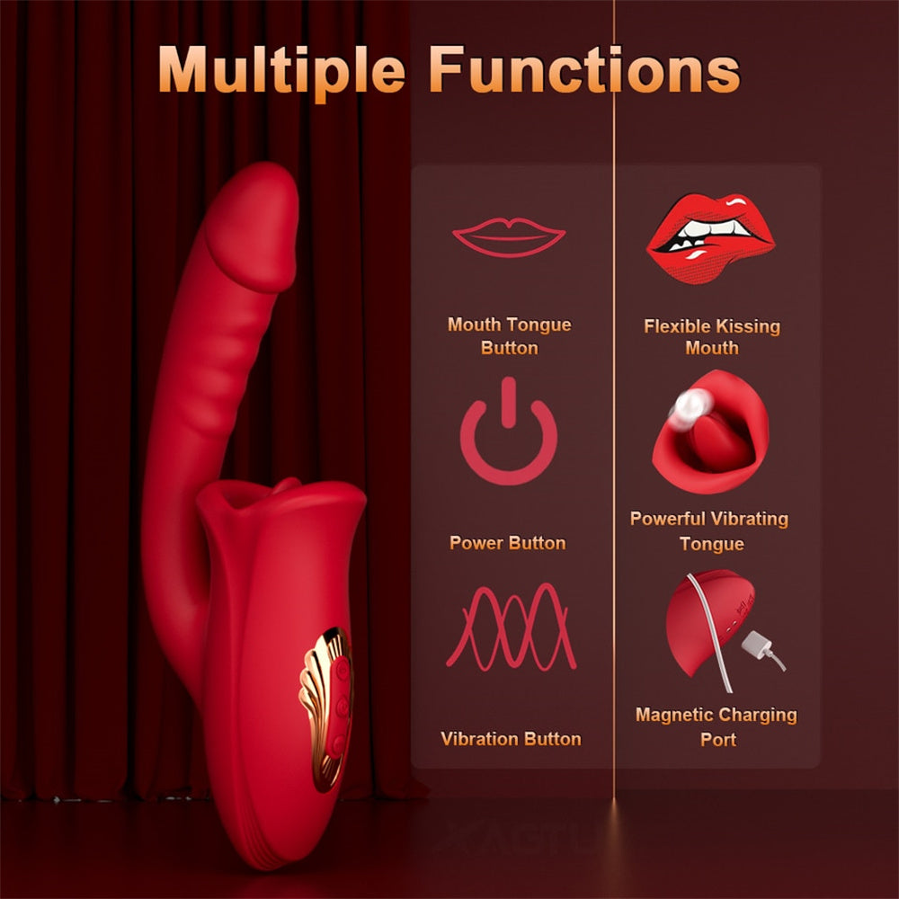 rosvibe - Rose Muncher Mouth Shaped Lip Biting Vibrator With G Spot Vibrator - rosvibe