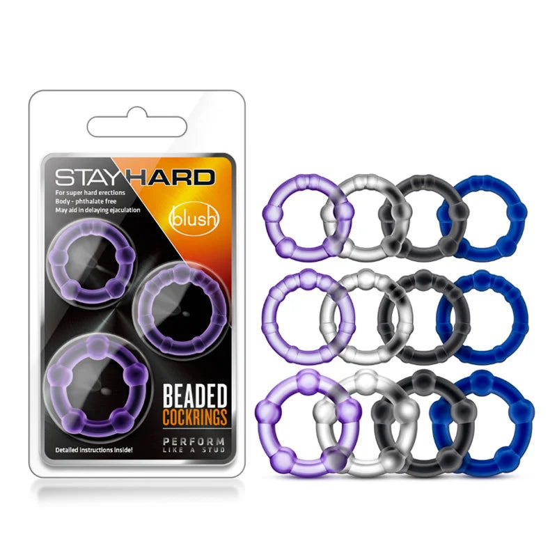 rosvibe - Erection Enhancing Beaded Cock Rings Set - rosvibe