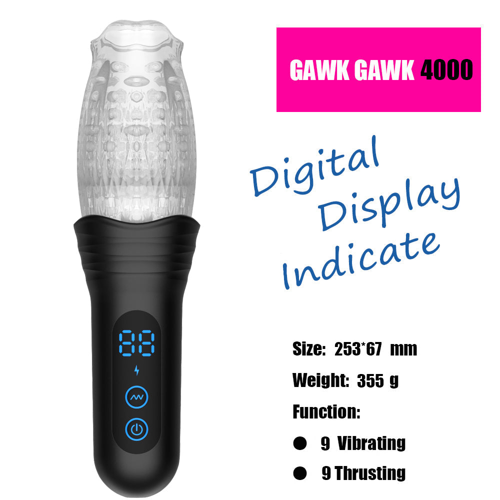 rosvibe - Gawk Gawk 4000 Masturbator Masturbating Electric Sex Toy for Men with 9 Vibration and Telescopic Modes - rosvibe