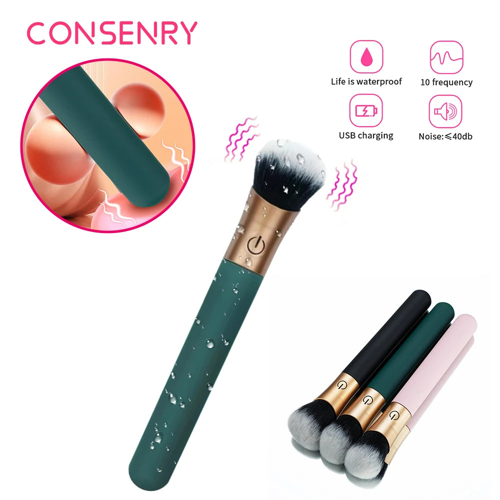 rosvibe Brush Vibrator 2.1  for Women G-Spot Nipple Clitoral Makeup Stimulator - rosvibe