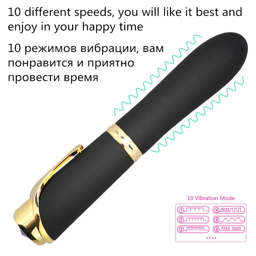 rosvibe 10 Speed Pen-shaped G-spot Vibrating Dildo Magic Massager - rosvibe